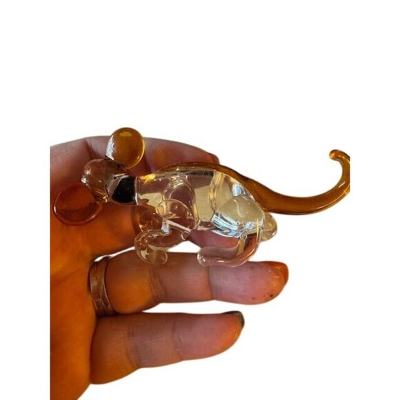 Hand-Blown Glass Mouse Figurine - Clear & Amber Glass - Collectible Miniature An - Picture 5 of 10